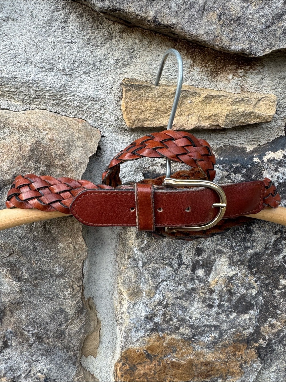 Vintage Uruguay Genuine Leather Braided Belt Brown Boho Western 30-33 Equestrian